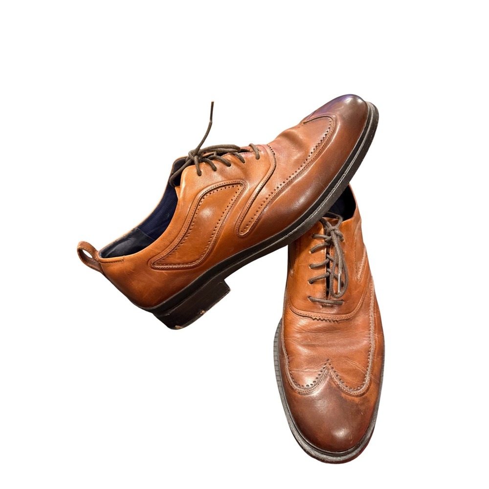 Cole Haan Wingtip Oxford Mens 9.5 Brown Grand.OS Leather Dress Shoes C28181